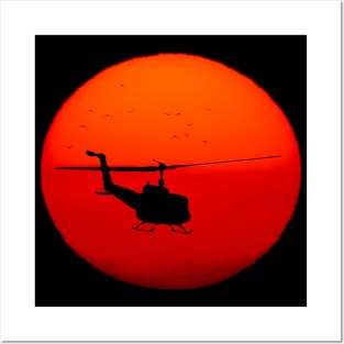 Vietnam Helicopter Sunset Posters and Art